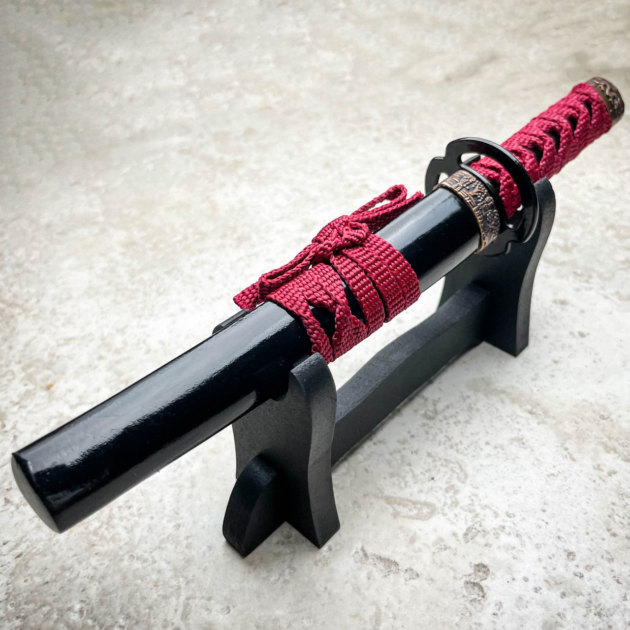 Mini Japanese Samurai Sword Fixed Blade Letter Opener Katana Knife w/ Stand NEW