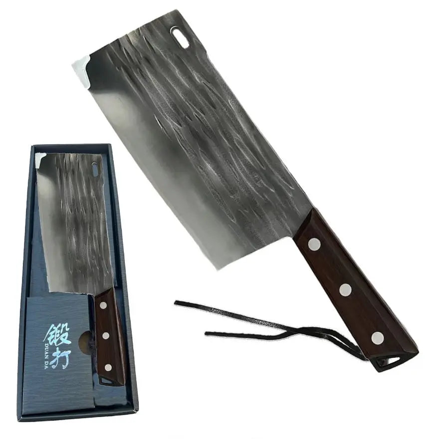 12.5 Inch Overall Duan Da Chef Cleaver Knife 1080 High Carbon Steel Butcher Knife Handmade Forged Kitchen Chef Butcher Knives - Prime Amigo Blades