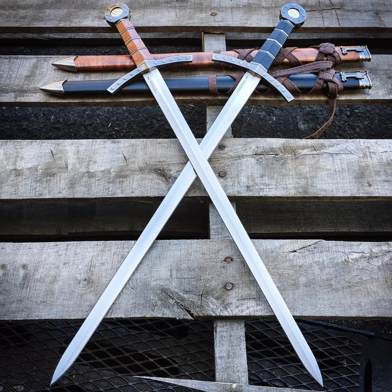 2PC NEW King Arthur Excalibur Crusader Medieval Sword Historical Fantasy MACHETE - Prime Amigo Blades