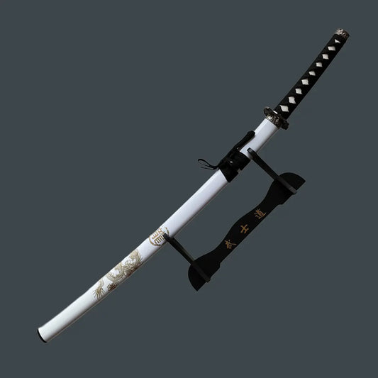 40 Red Katana Gold Dragon Japanese Samurai Sword with Display Stand – Carbon Steel Collector Katana - Prime Amigo Blades