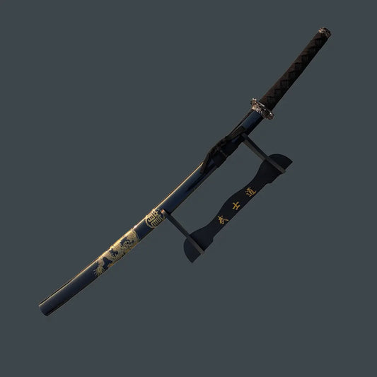 40 Red Katana Gold Dragon Japanese Samurai Sword with Display Stand – Carbon Steel Collector Katana - Prime Amigo Blades