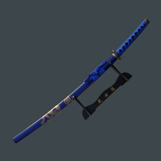 40 Red Katana Gold Dragon Japanese Samurai Sword with Display Stand – Carbon Steel Collector Katana - Prime Amigo Blades