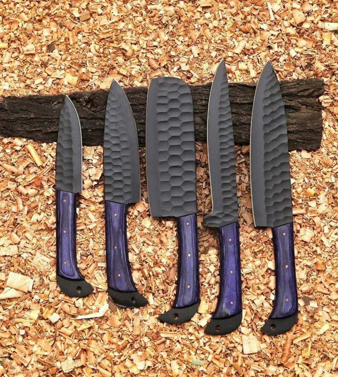 5 Piece Handmade Chef Knife Set High Carbon Steel Kitchen Knife Collection Personalized Engraved Gift - Prime Amigo Blades