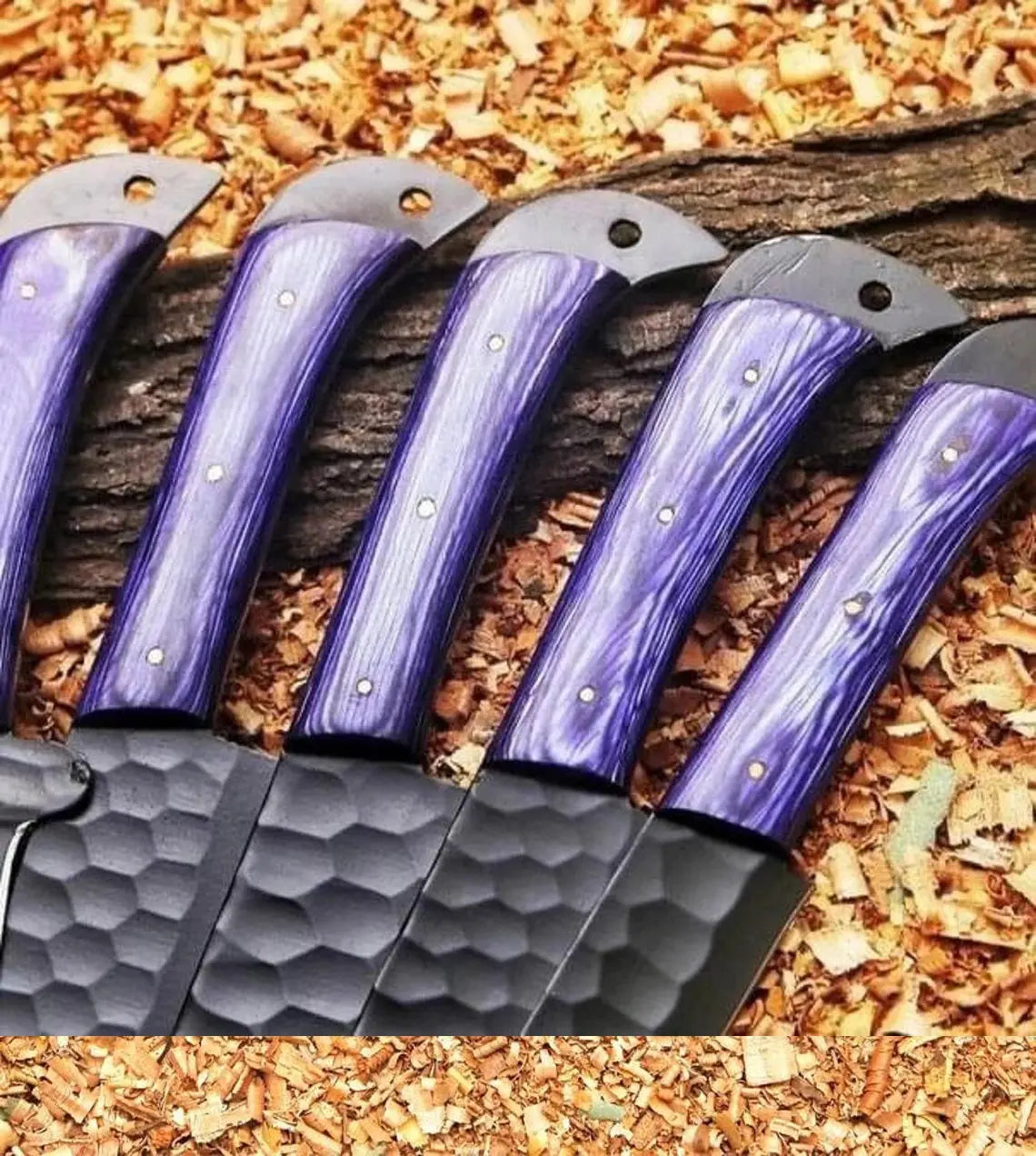 5 Piece Handmade Chef Knife Set High Carbon Steel Kitchen Knife Collection Personalized Engraved Gift - Prime Amigo Blades