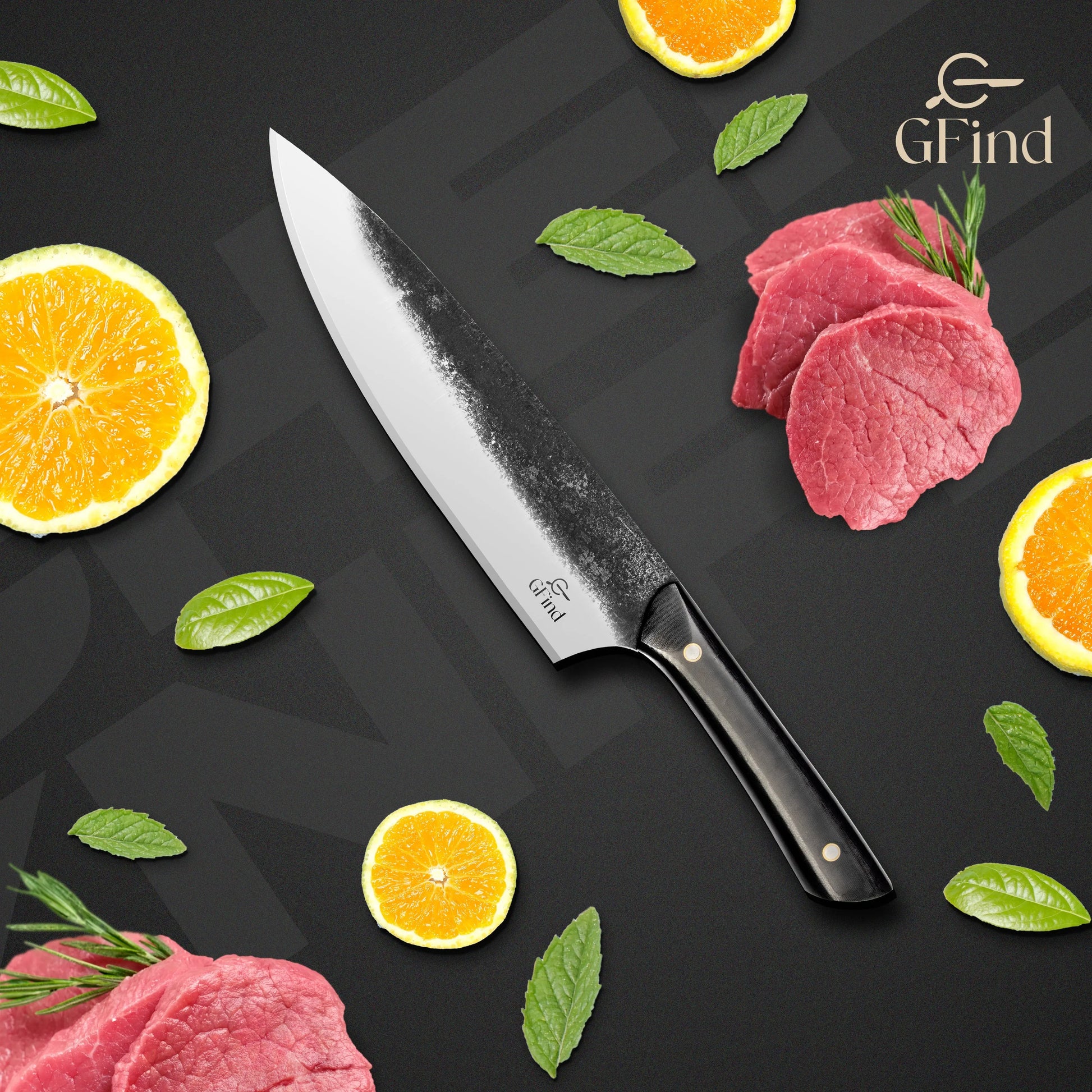 8" Chef Knife Stainless Steel Blade with G10 Micarta Handle Abrasive Finish Professional Kitchen Knife - Prime Amigo Blades