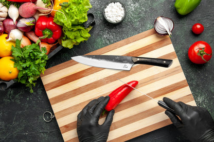 8" Chef Knife Stainless Steel Blade with G10 Micarta Handle Abrasive Finish Professional Kitchen Knife - Prime Amigo Blades