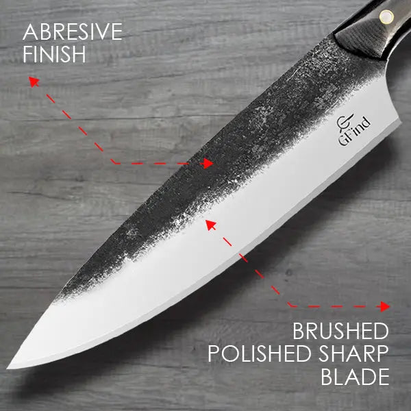 8" Chef Knife Stainless Steel Blade with G10 Micarta Handle Abrasive Finish Professional Kitchen Knife - Prime Amigo Blades