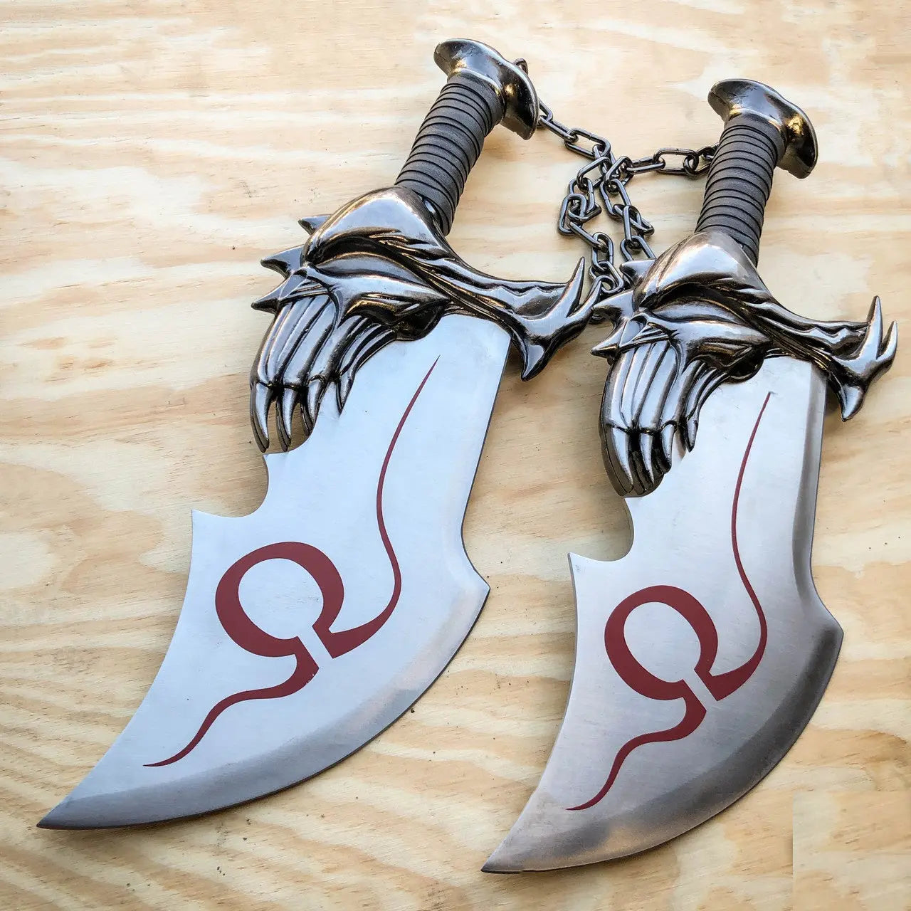God Of War 17" Chaos War Twin Blade Knives Kratos Sword Dagger Set With Plaque - Prime Amigo Blades