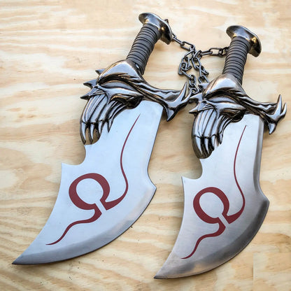 God Of War 17" Chaos War Twin Blade Knives Kratos Sword Dagger Set With Plaque - Prime Amigo Blades
