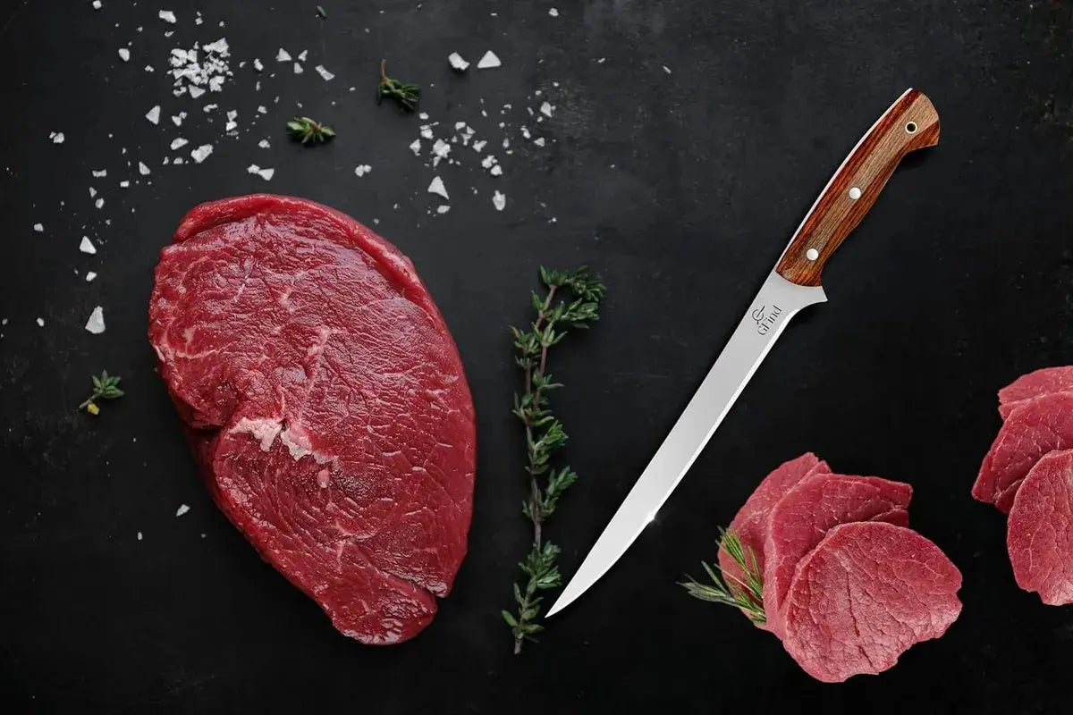 Handcrafted 9" Boning & Fillet Knife Stainless Steel Blade Rosewood Handle Professional Kitchen Knife - Prime Amigo Blades