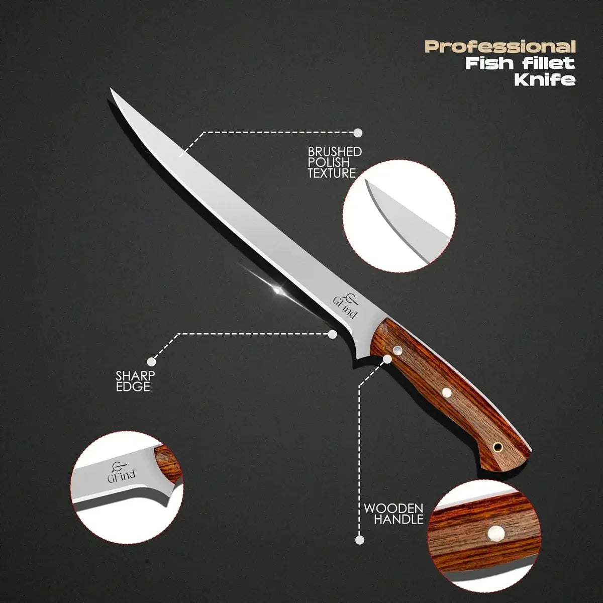 Handcrafted 9" Boning & Fillet Knife Stainless Steel Blade Rosewood Handle Professional Kitchen Knife - Prime Amigo Blades