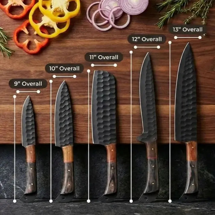 Handmade Kitchen Knife Set 5 PCS Custom Engraved Kitchen Knife Collection High Carbon Steel Blade - Prime Amigo Blades