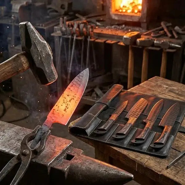 Handmade Kitchen Knife Set 5 PCS Custom Engraved Kitchen Knife Collection High Carbon Steel Blade - Prime Amigo Blades