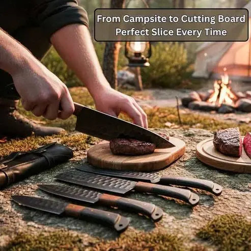 Handmade Kitchen Knife Set 5 PCS Custom Engraved Kitchen Knife Collection High Carbon Steel Blade - Prime Amigo Blades