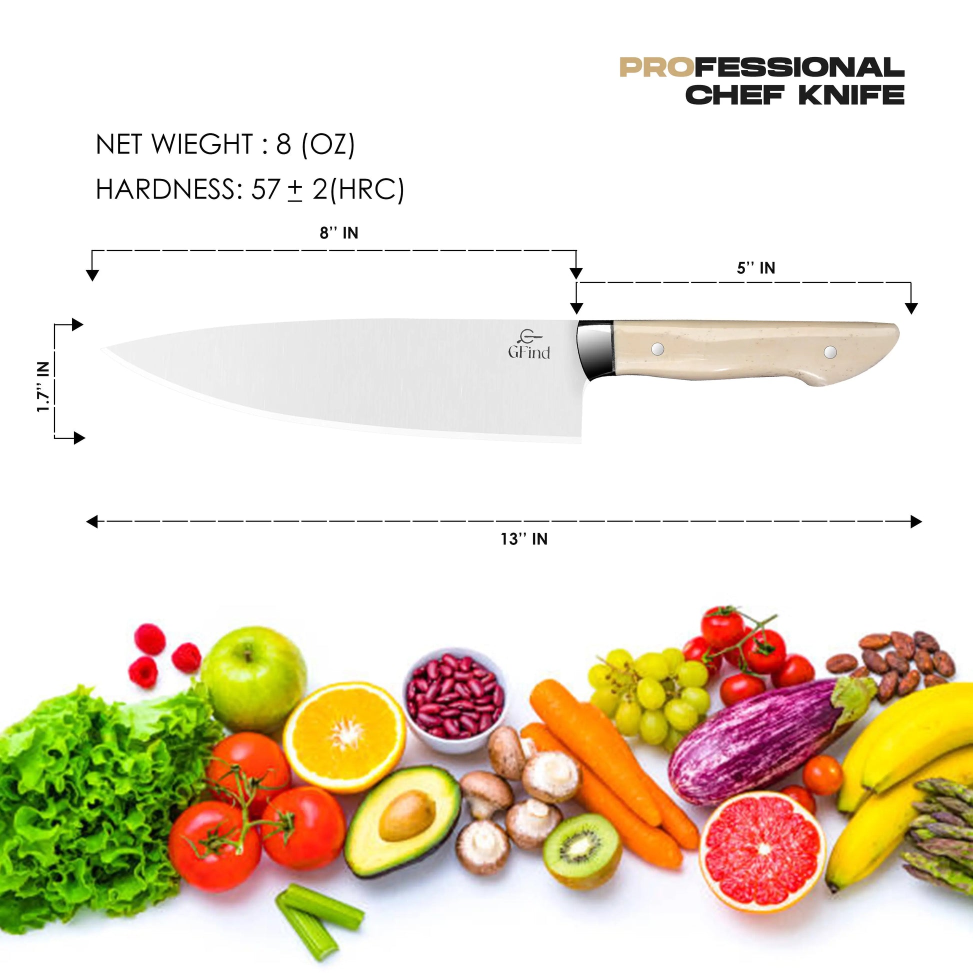 High-Quality 8" Chef Knife Camel Bone Handle Stainless Steel Blade – Precision Cutting Knife - Prime Amigo Blades