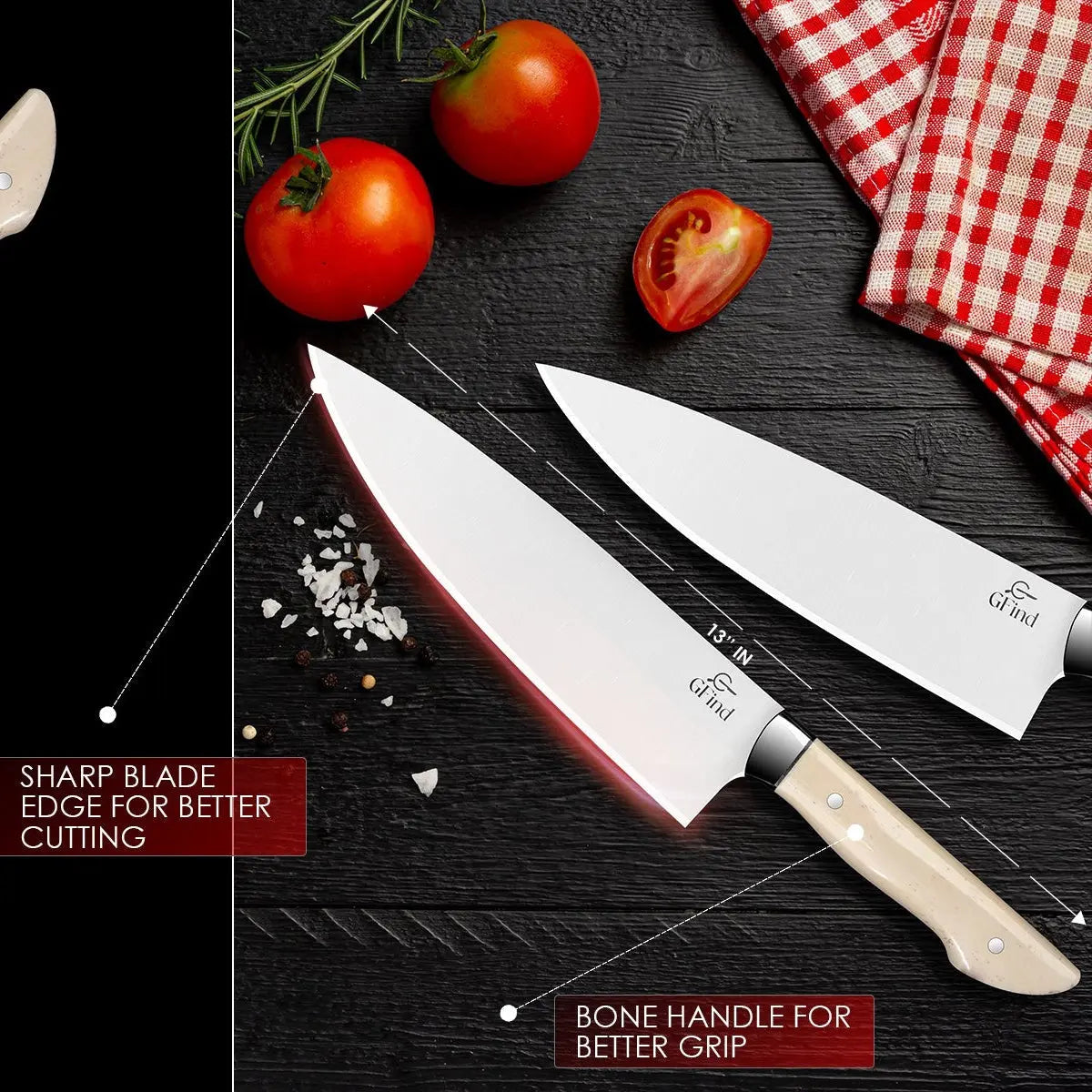 High-Quality 8" Chef Knife Camel Bone Handle Stainless Steel Blade – Precision Cutting Knife - Prime Amigo Blades