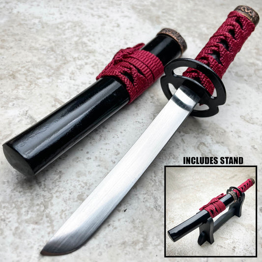 Mini Japanese Samurai Sword Fixed Blade Letter Opener Katana Knife w/ Stand NEW