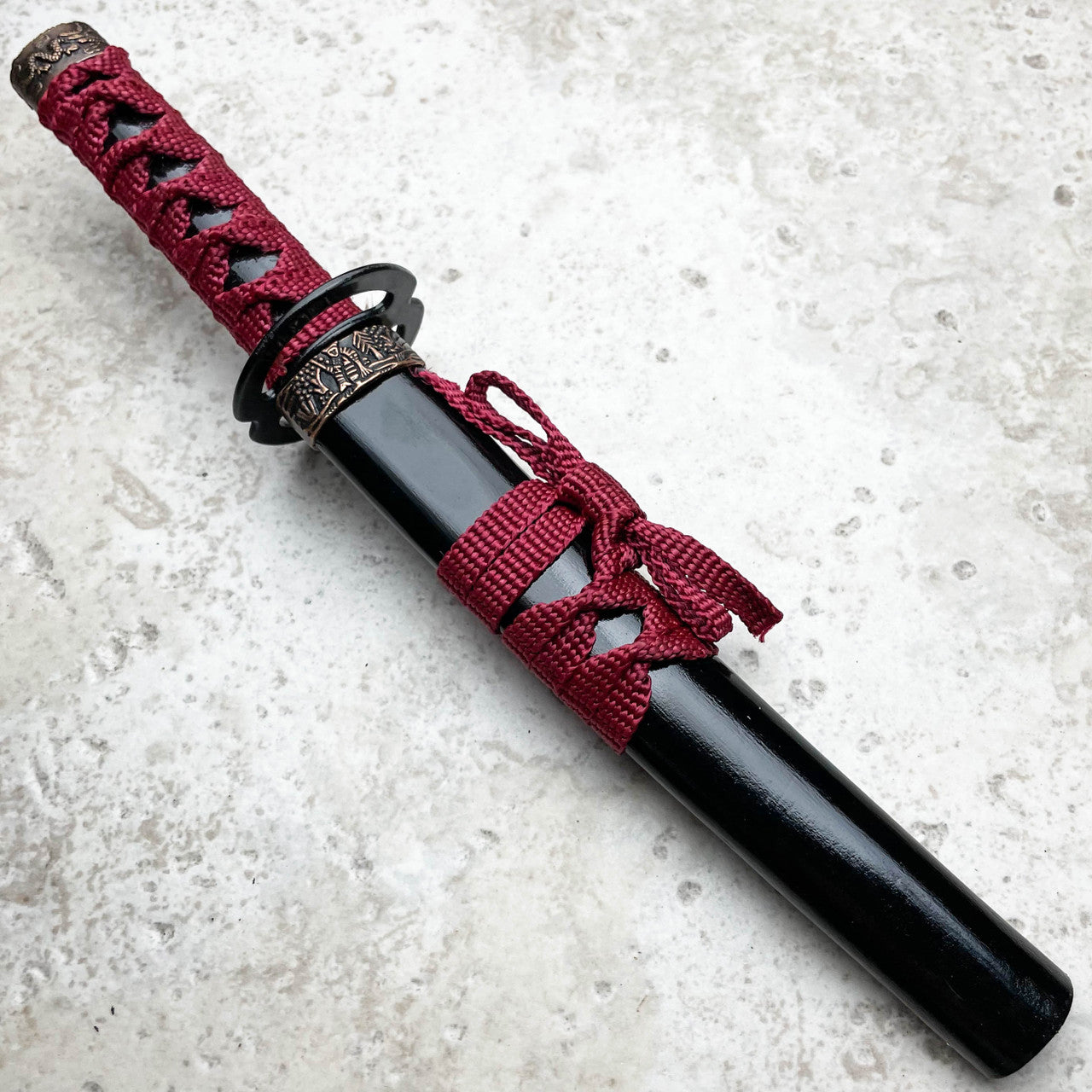 Mini Japanese Samurai Sword Fixed Blade Letter Opener Katana Knife w/ Stand NEW