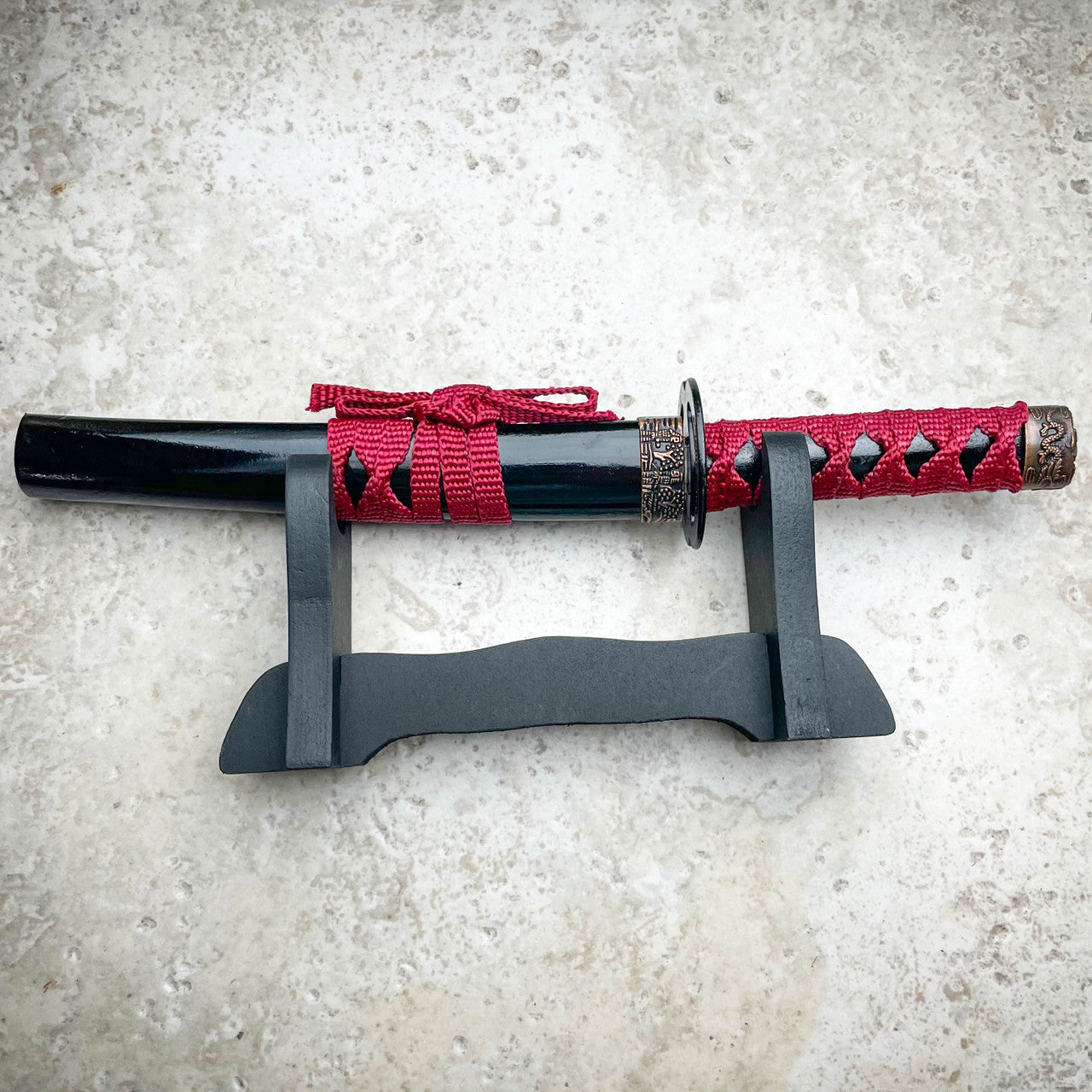 Mini Japanese Samurai Sword Fixed Blade Letter Opener Katana Knife w/ Stand NEW