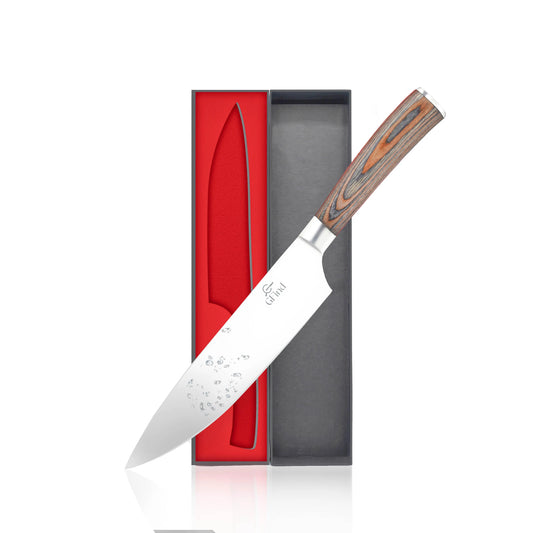 Professional 8" Chef Knife Stainless Steel Blade with Pakka Wood Handle Premium Kitchen Cooking Knife - Prime Amigo Blades