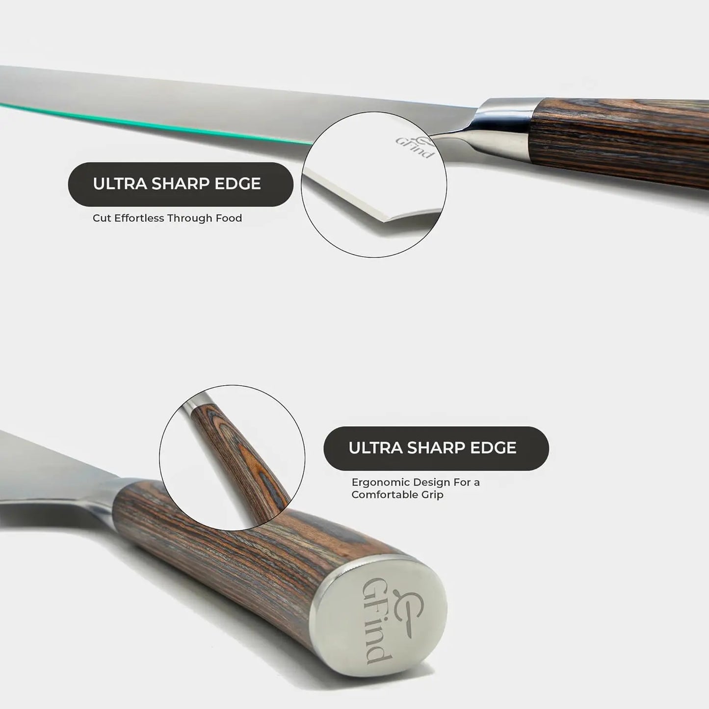 Professional 8" Chef Knife Stainless Steel Blade with Pakka Wood Handle Premium Kitchen Cooking Knife - Prime Amigo Blades