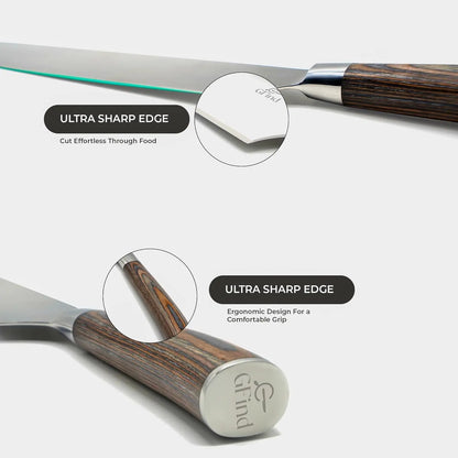 Professional 8" Chef Knife Stainless Steel Blade with Pakka Wood Handle Premium Kitchen Cooking Knife - Prime Amigo Blades