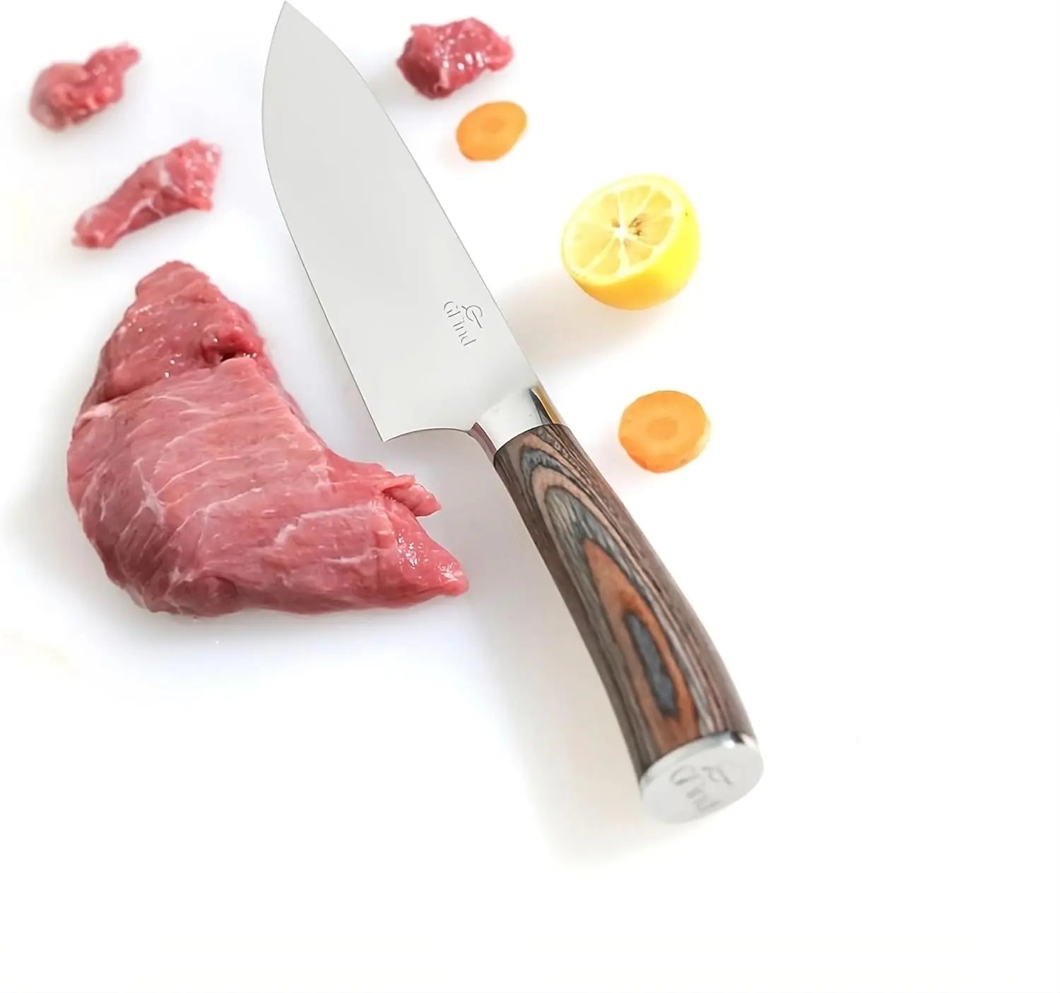 Professional 8" Chef Knife Stainless Steel Blade with Pakka Wood Handle Premium Kitchen Cooking Knife - Prime Amigo Blades