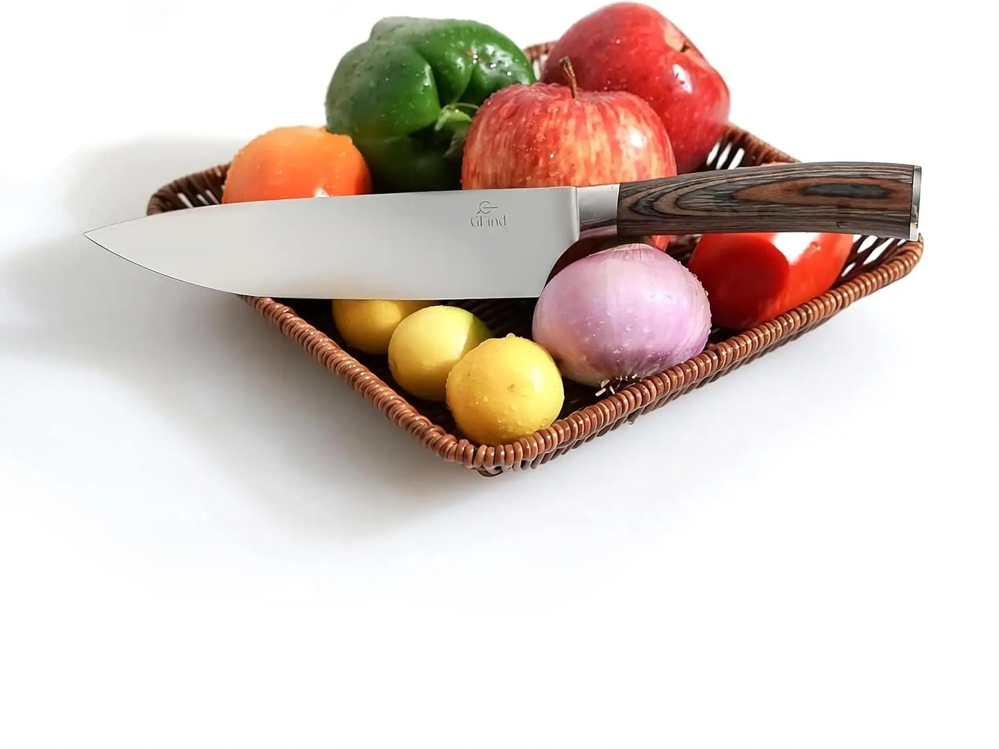 Professional 8" Chef Knife Stainless Steel Blade with Pakka Wood Handle Premium Kitchen Cooking Knife - Prime Amigo Blades