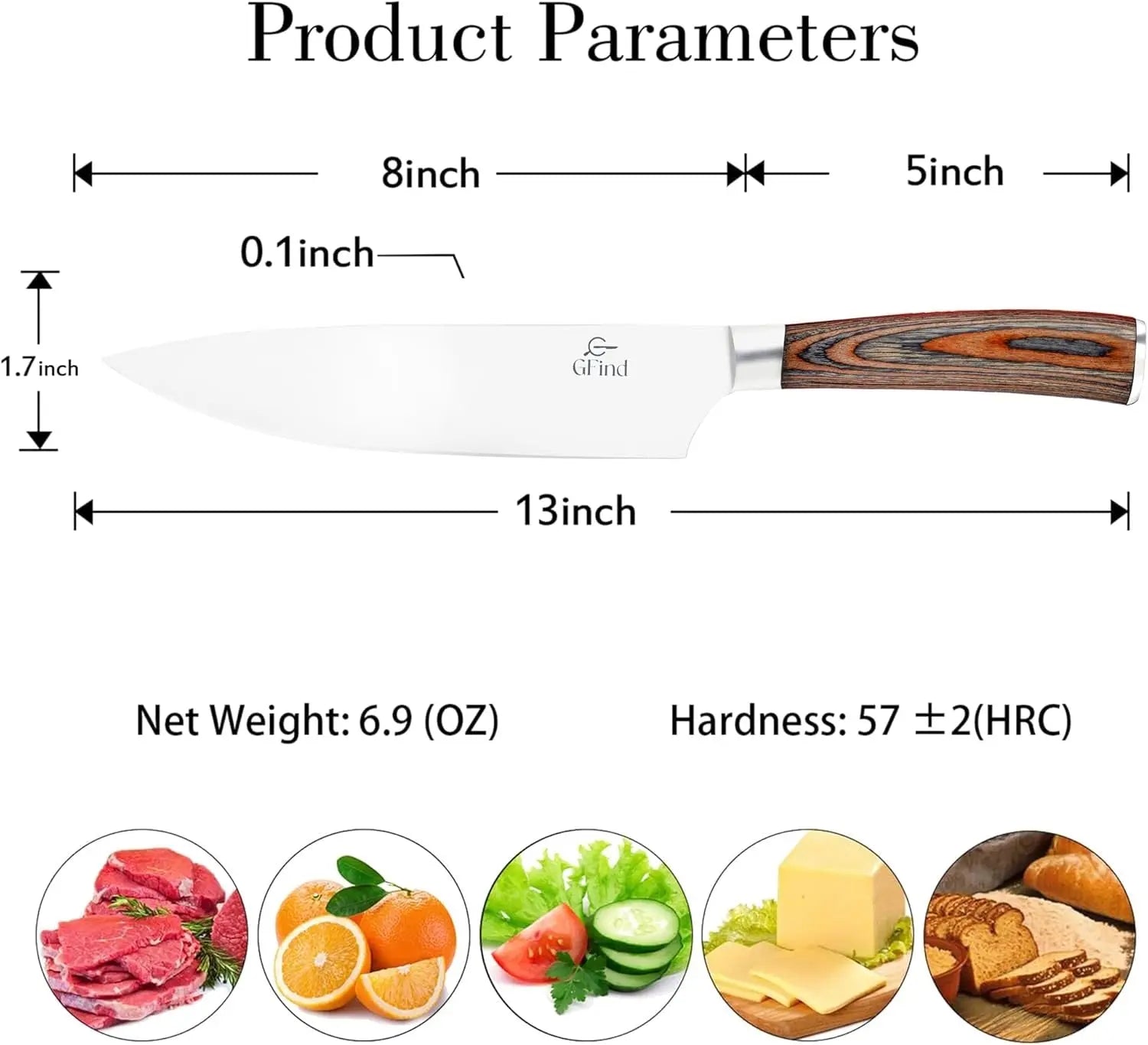 Professional 8" Chef Knife Stainless Steel Blade with Pakka Wood Handle Premium Kitchen Cooking Knife - Prime Amigo Blades