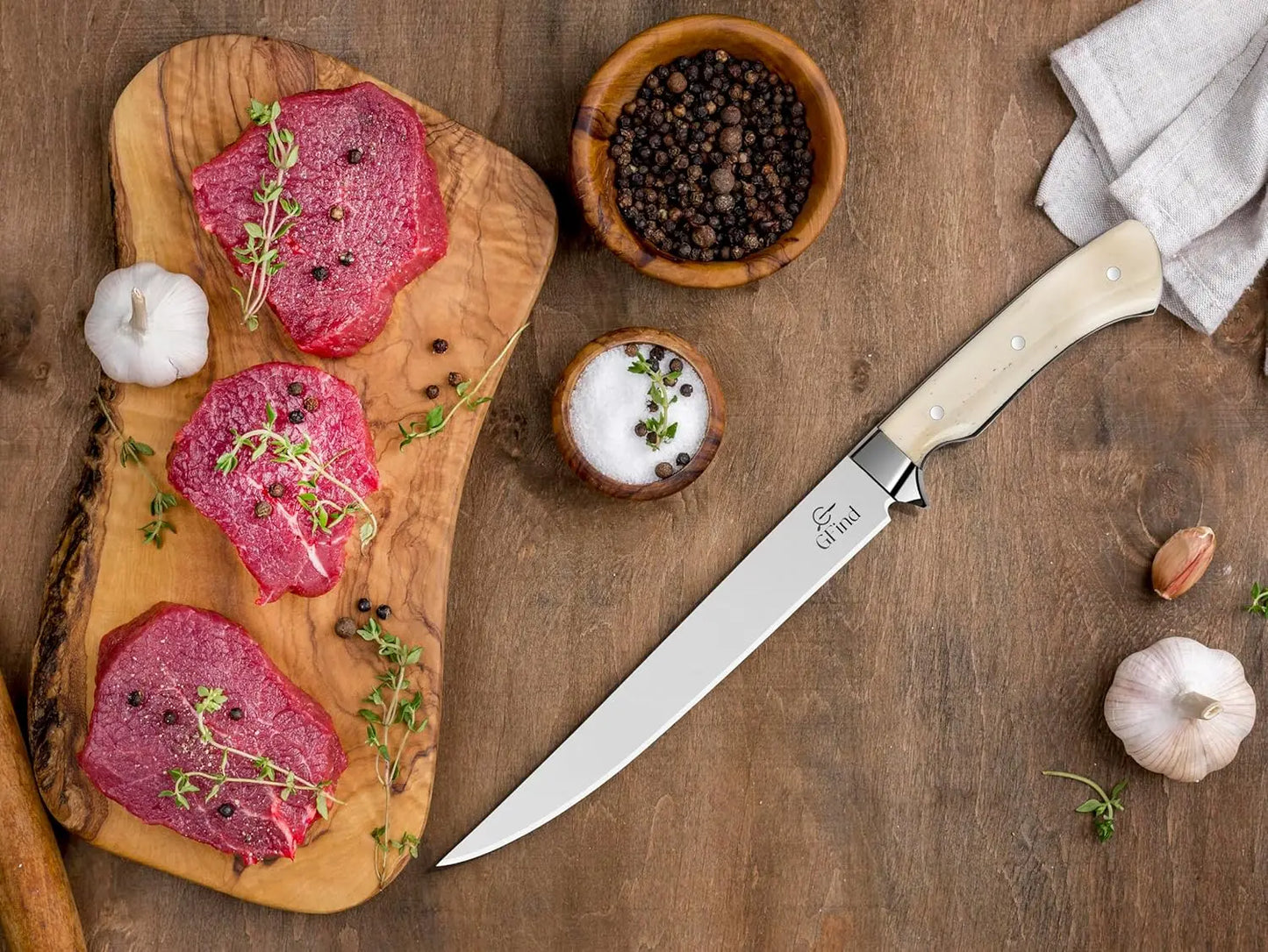 Professional 8" Fillet & Boning Knife Stainless Steel Blade Camel Bone Handle Fishing Kitchen Knife - Prime Amigo Blades