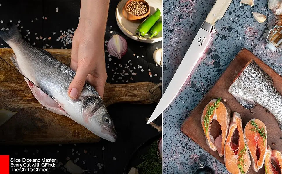 Professional 8" Fillet & Boning Knife Stainless Steel Blade Camel Bone Handle Fishing Kitchen Knife - Prime Amigo Blades