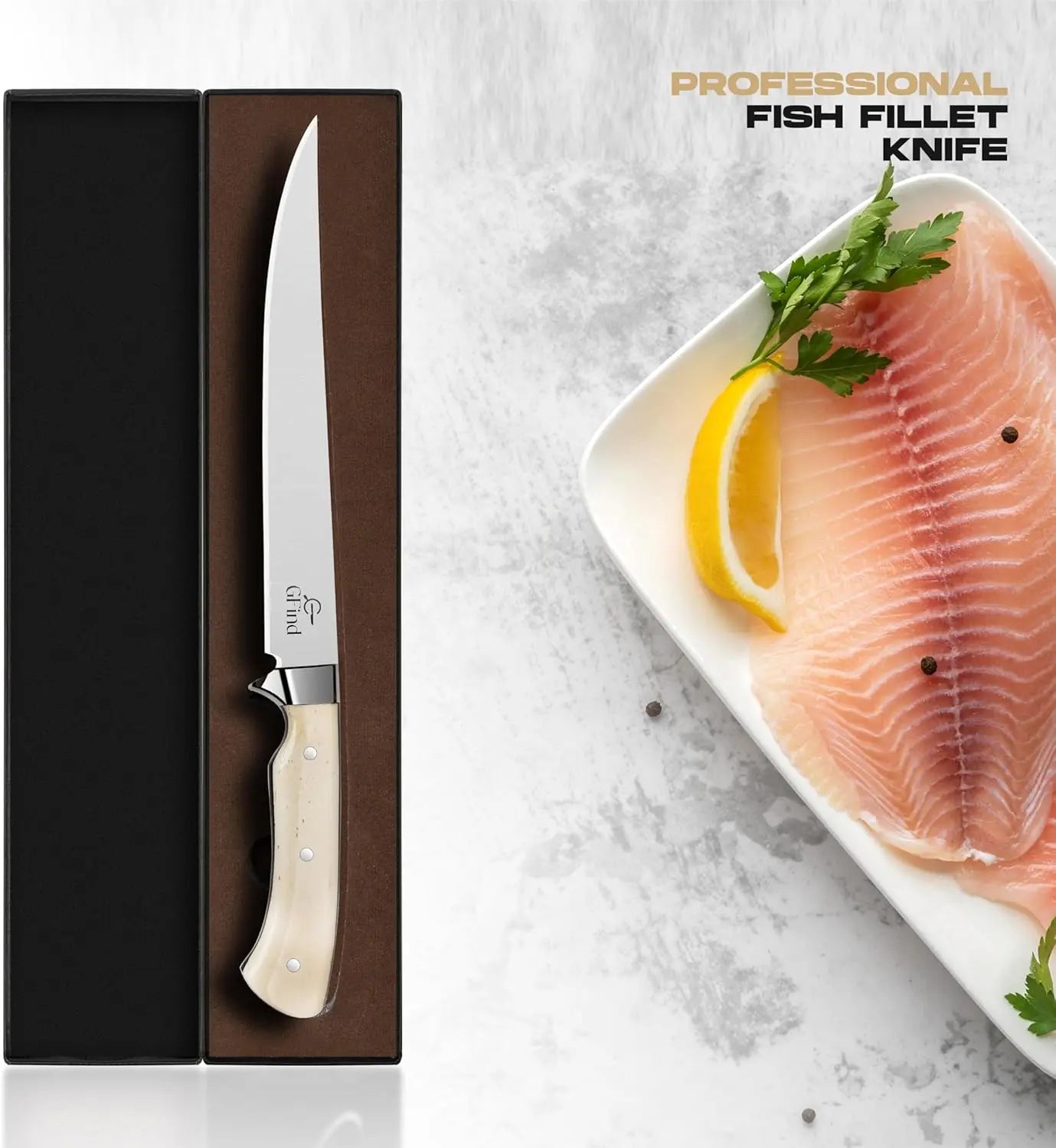 Professional 8" Fillet & Boning Knife Stainless Steel Blade Camel Bone Handle Fishing Kitchen Knife - Prime Amigo Blades