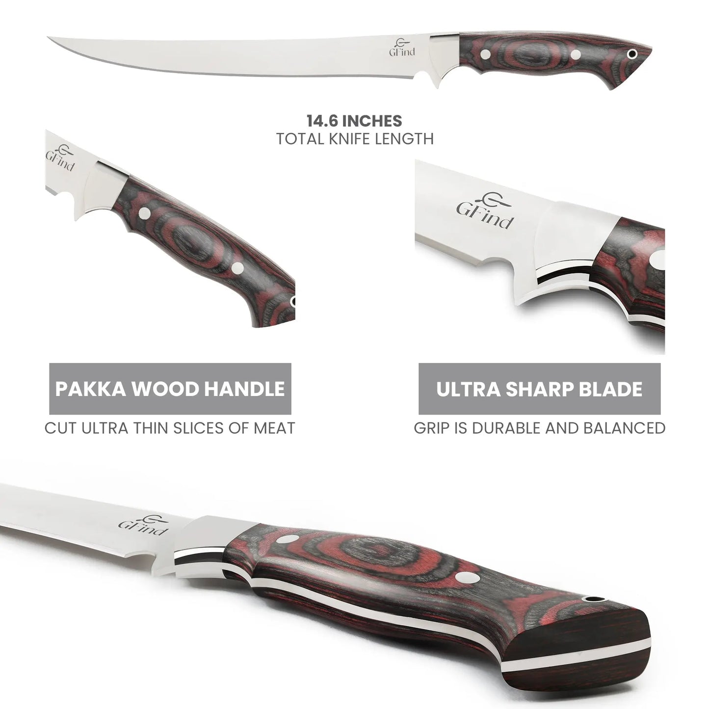 Professional 9 Inch Fillet & Boning Knife Stainless Steel Blade Pakka Wood Handle Razor Sharp Fish Knife - Prime Amigo Blades