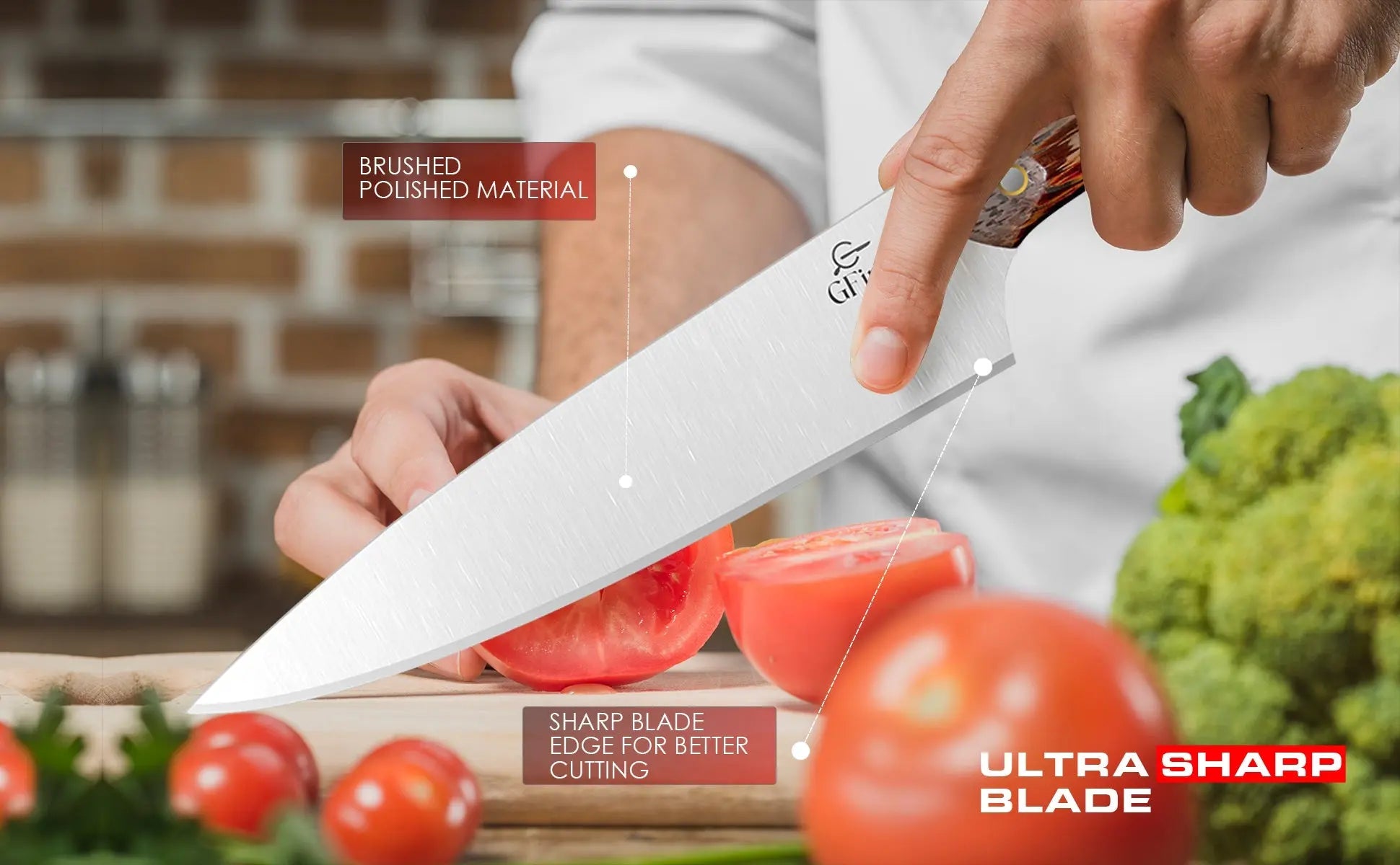 Wenge Wood Handle 8 Inch Chef’s Knife – High-Carbon Stainless Steel Professional Kitchen Knife - Prime Amigo Blades