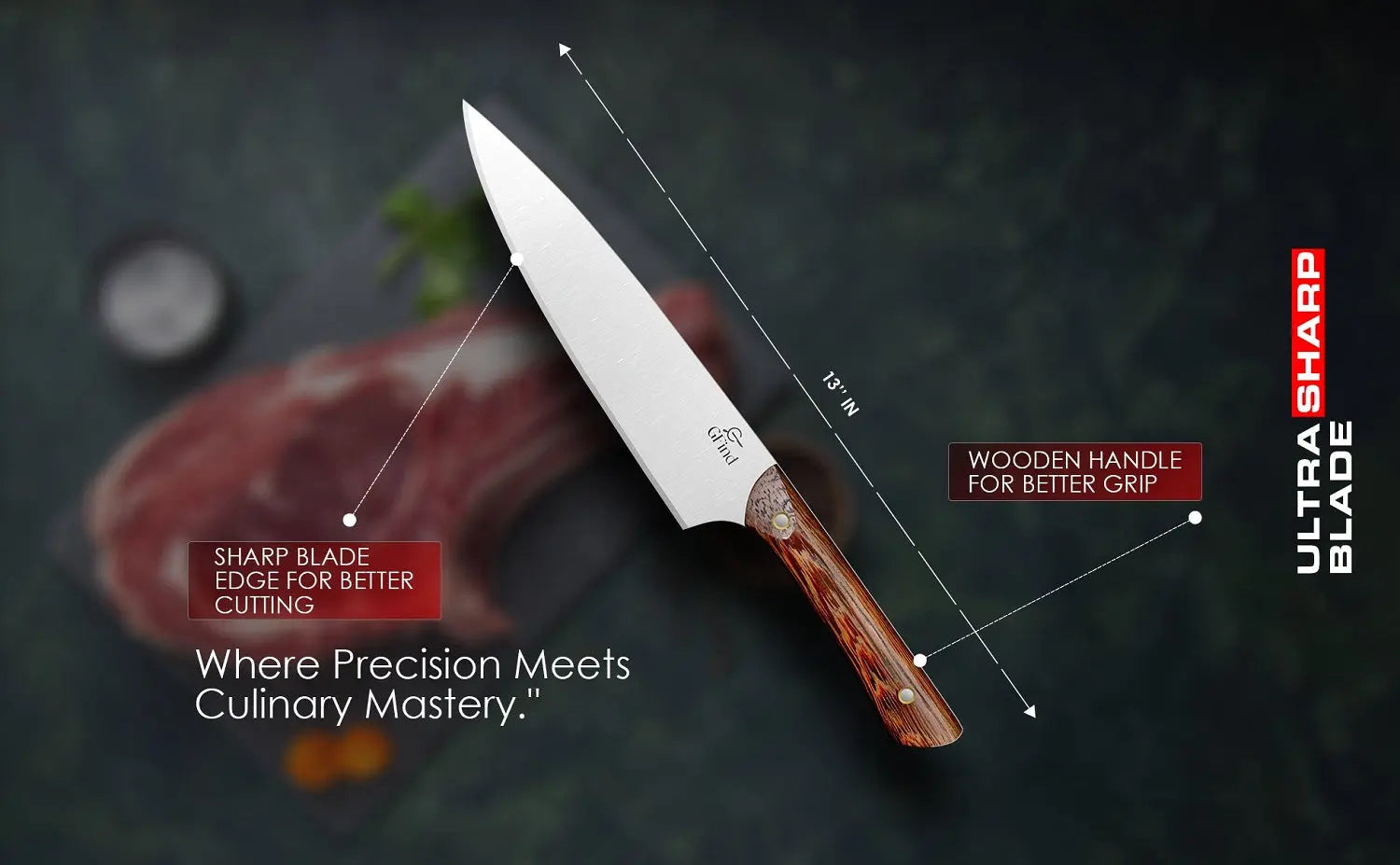 Wenge Wood Handle 8 Inch Chef’s Knife – High-Carbon Stainless Steel Professional Kitchen Knife - Prime Amigo Blades